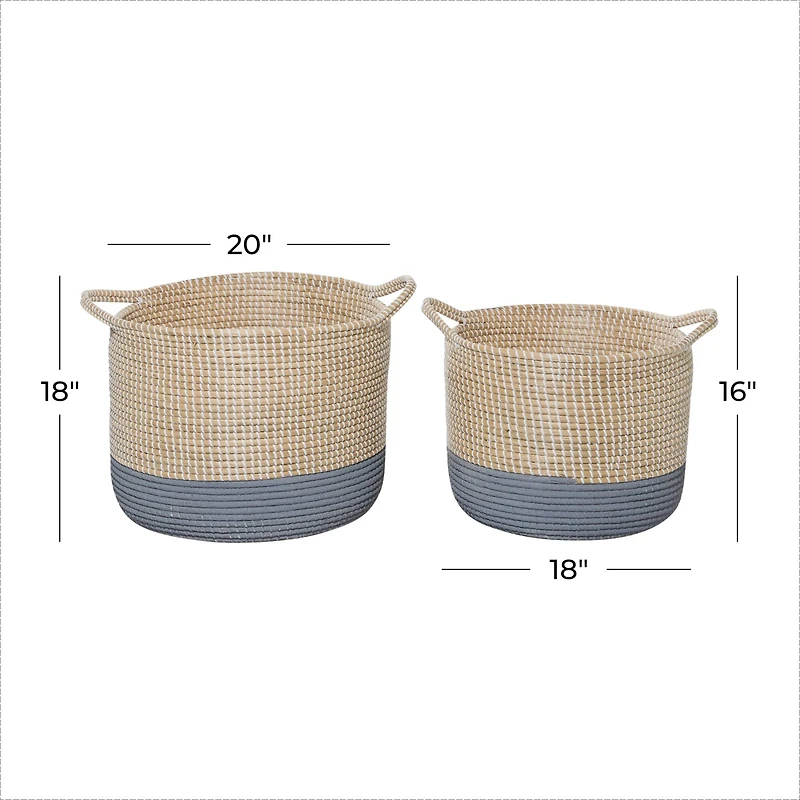 Brown Sea Grass Contemporary Storage Basket Set