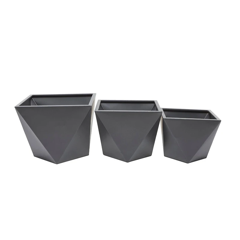 Grey Modern Planter, Set of 3" 18", 16", 15"