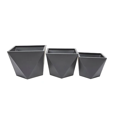 Grey Modern Planter, Set of 3" 18", 16", 15"