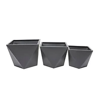 Grey Modern Planter, Set of 3" 18", 16", 15"