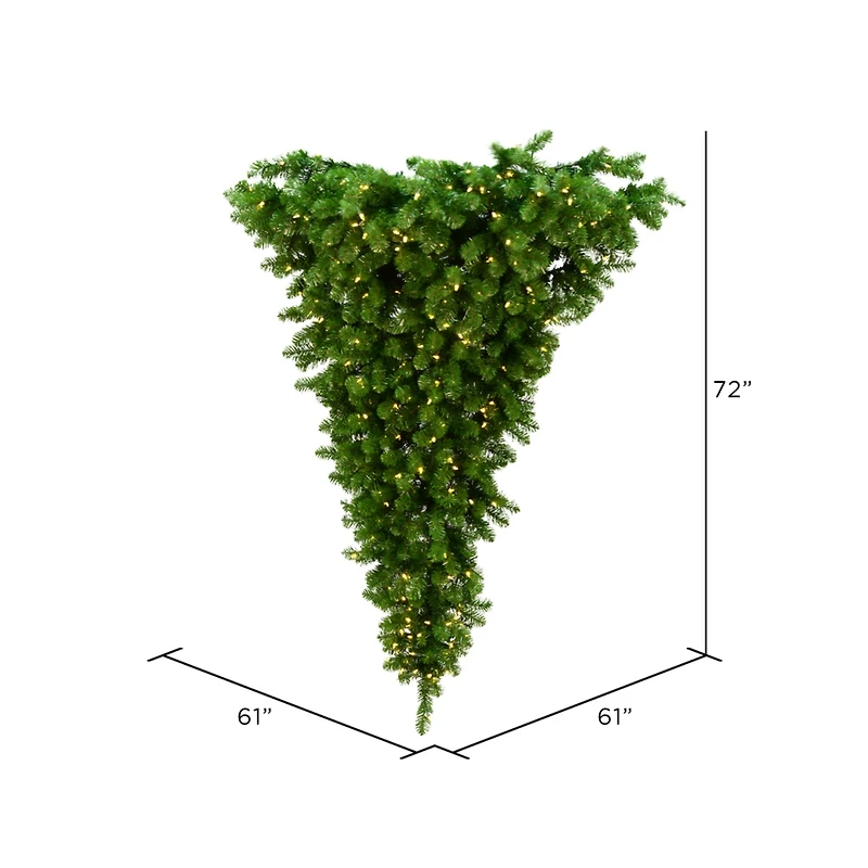 6ft. Pre-Lit American Upside Down Artificial Christmas Tree, Warm White Dura-Lit® LED Lights