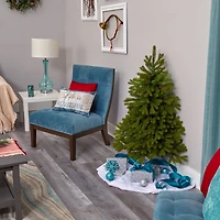 4ft. Pre-Lit Cambridge Spruce Flat Back Artificial Christmas Tree with Warm White Multifunction LED Lights