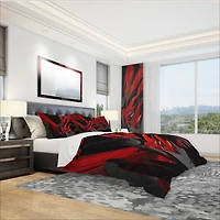Designart Red & Gray Mixer Modern & Contemporary Duvet Cover & Shams Bedding Set