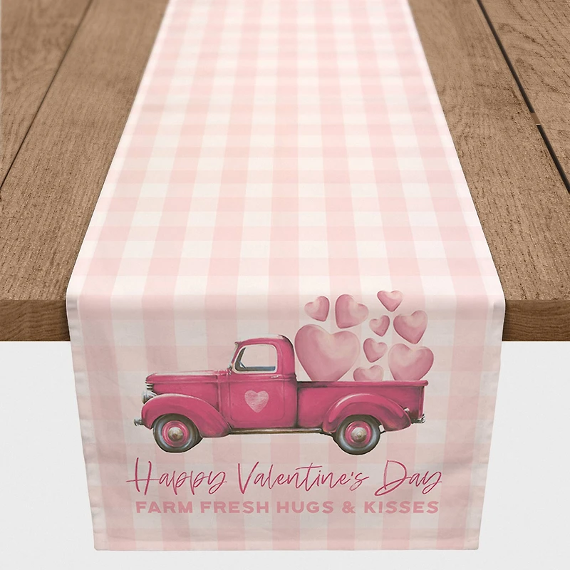 72" Farm Fresh Hugs & Kisses Poly Twill Table Runner