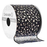 2.5" x 3yd. Black Sheer Wired Dotted Ribbon by Celebrate It™ Classic