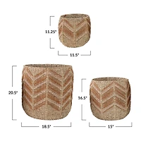 Hello Honey® Brown Chevron Handwoven Seagrass Basket Set