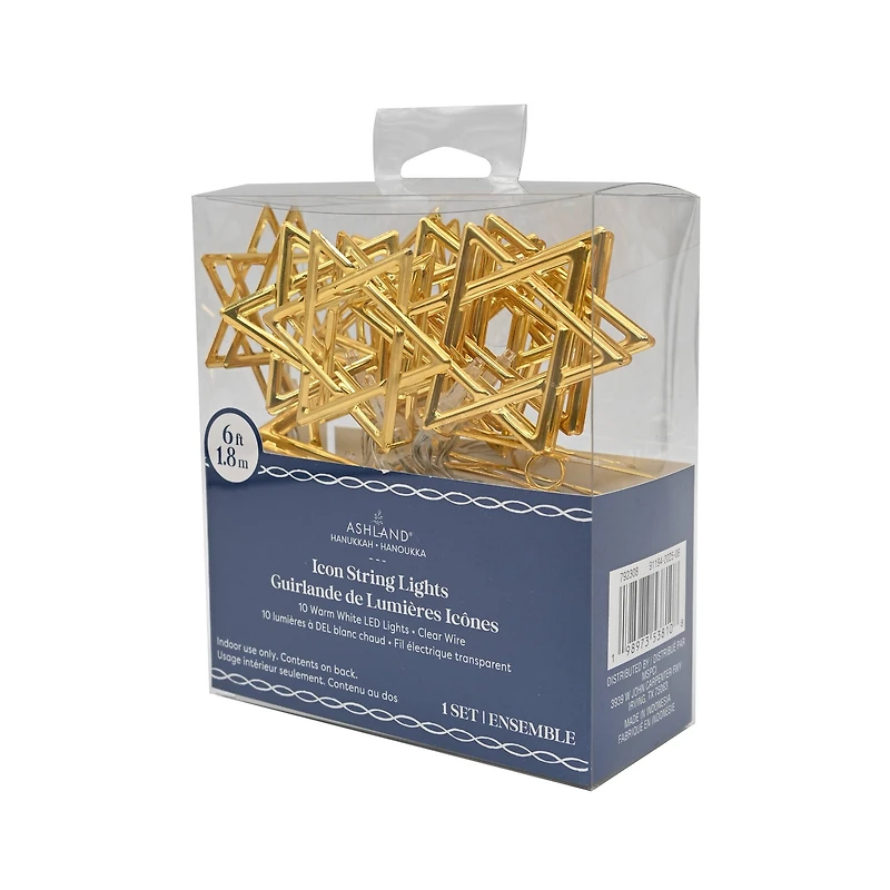 10ct. Gold Star of David Warm White LED String Lights by Ashland®