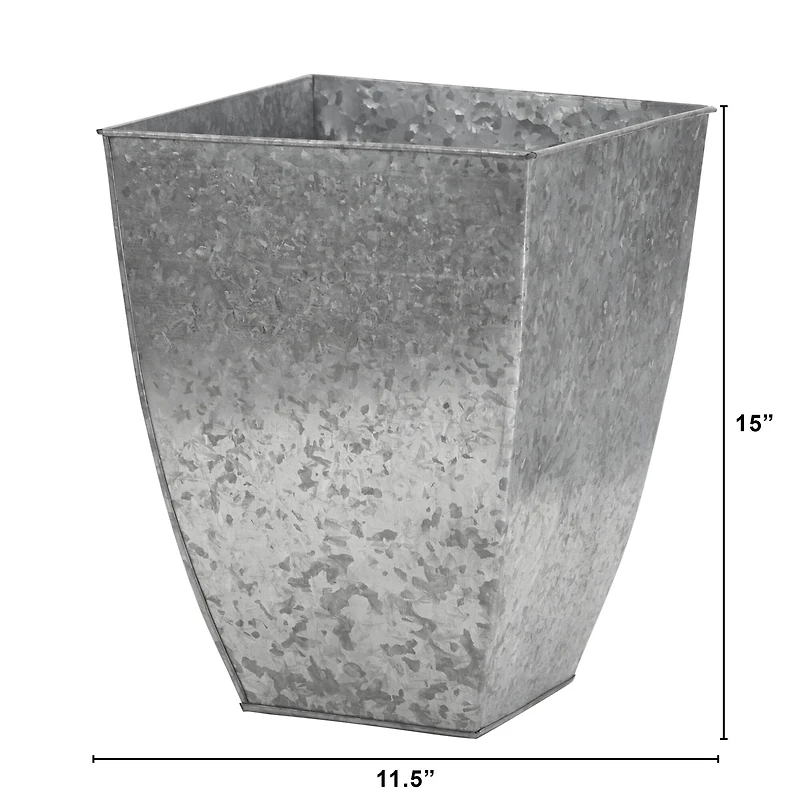 15" Silver Square Tin Planter
