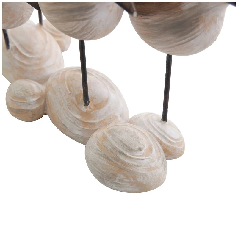 13" Brown Polystone Bird Sculpture with Cream Rock Inspired Base