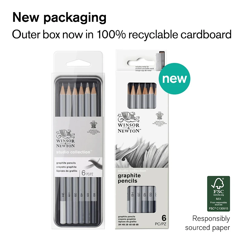 6 Packs: 6 ct. (36 total) Winsor & Newton™ Studio Collection™ Graphite Pencil Tin Set