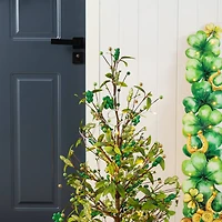 Glitzhome® 36" Lighted St. Patrick's Shamrock Urn Porch Tree with Timer