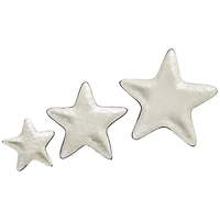 White & Silver Handmade Starfish Enameled Aluminum Decorative Bowl Set
