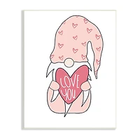 Stupell Industries Cute Pink Gnome Love You Sentiment Big Heart Wall Plaque