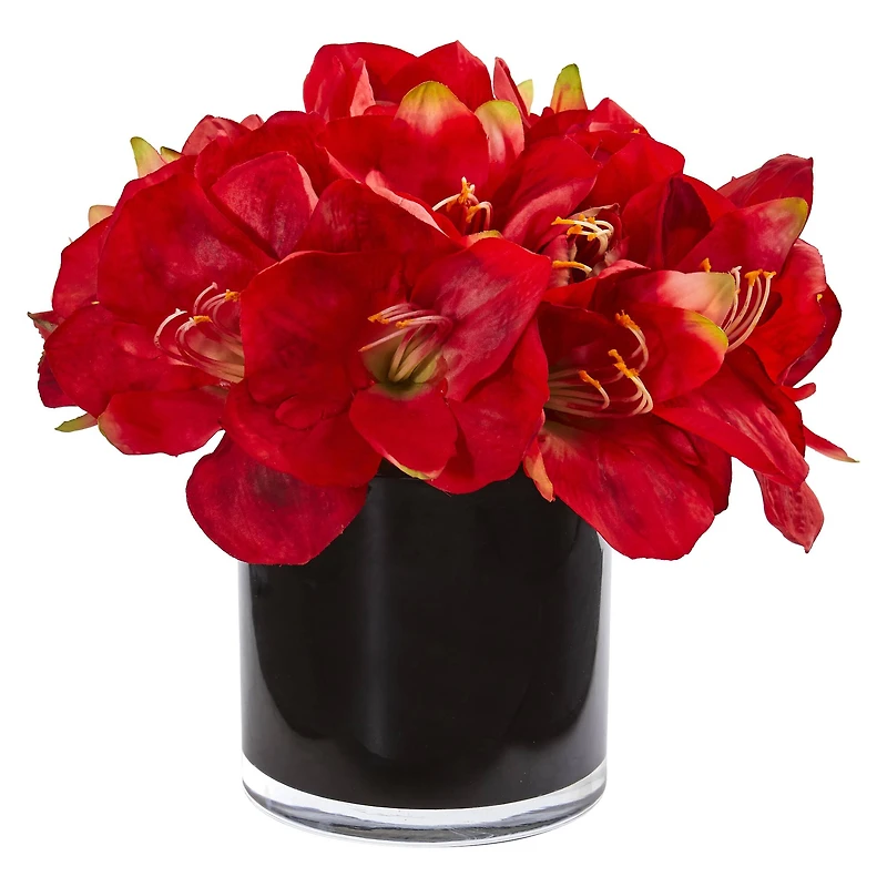 Amaryllis Artificial Arrangement in Glossy Cylinder