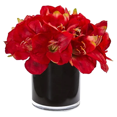 Amaryllis Artificial Arrangement in Glossy Cylinder