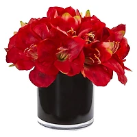 Amaryllis Artificial Arrangement in Glossy Cylinder