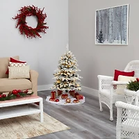 4ft. Pre-Lit Flocked Livingston Fir Pinecones Artificial Christmas Tree with Clear Warm LED Lights