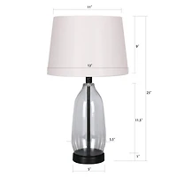 23" Clear & Black Slim Glass & Metal Table Lamp with Natural Fabric Shade by Ashland®