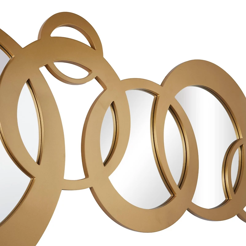 Gold Wood Circles Geometric Wall Mirror 56" x 1" x 23"