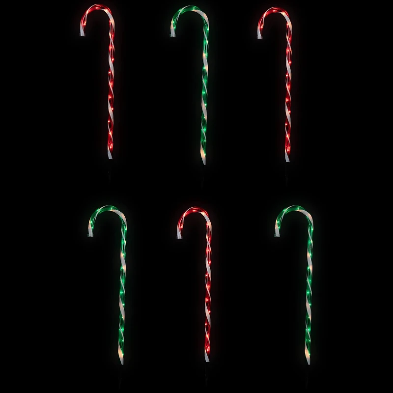 Lighted Outdoor Christmas Candy Cane Pathway Markers - 28" - Red/Green - Set of 6
