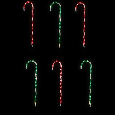 Lighted Outdoor Christmas Candy Cane Pathway Markers - 28" - Red/Green - Set of 6