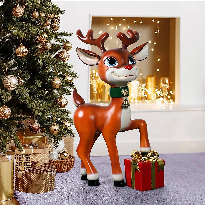 3ft. Belle, Santa's Red-Nosed Christmas Reindeer Statue