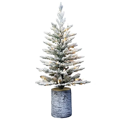 3ft. Pre-Lit Flocked Arctic Fir Tree, Warm White LED Lights 