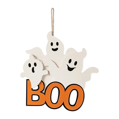 Glitzhome® 14"H Halloween Wooden Ghoost BOO Door Hanger