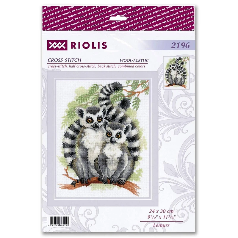 RIOLIS Lemurs Counted Cross Stitch Kit