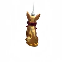 4" Golden Brown & Red Dog with Bow Glass Ornament by Ashland®