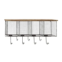 Black Iron Farmhouse Wall Hooks With Shelf