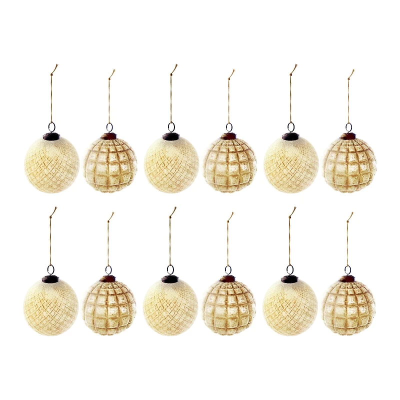 Hello Honey® 12 Pack 3" Copper Embossed Glass Ball Ornaments