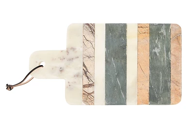 Hello Honey® 15" Rectangle Striped Marble Cheese/Cutting Board with Handle & Leather Strap
