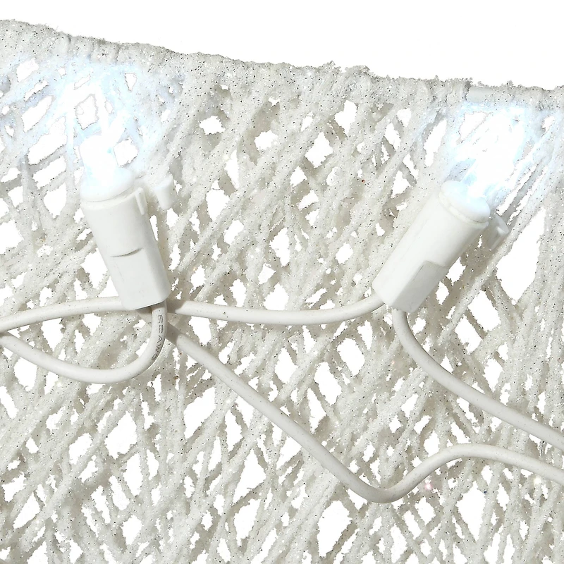 48" White Sisal Reindeer Pulling Sleigh with 140 Cool White LED Lights