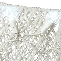 48" White Sisal Reindeer Pulling Sleigh with 140 Cool White LED Lights