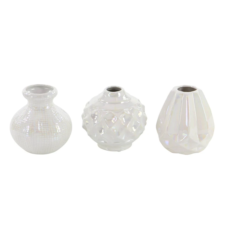 CosmoLiving by Cosmopolitan Cream Stoneware Glam Vase Set