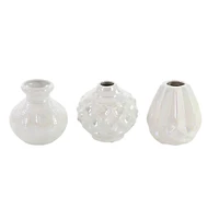 CosmoLiving by Cosmopolitan Cream Stoneware Glam Vase Set