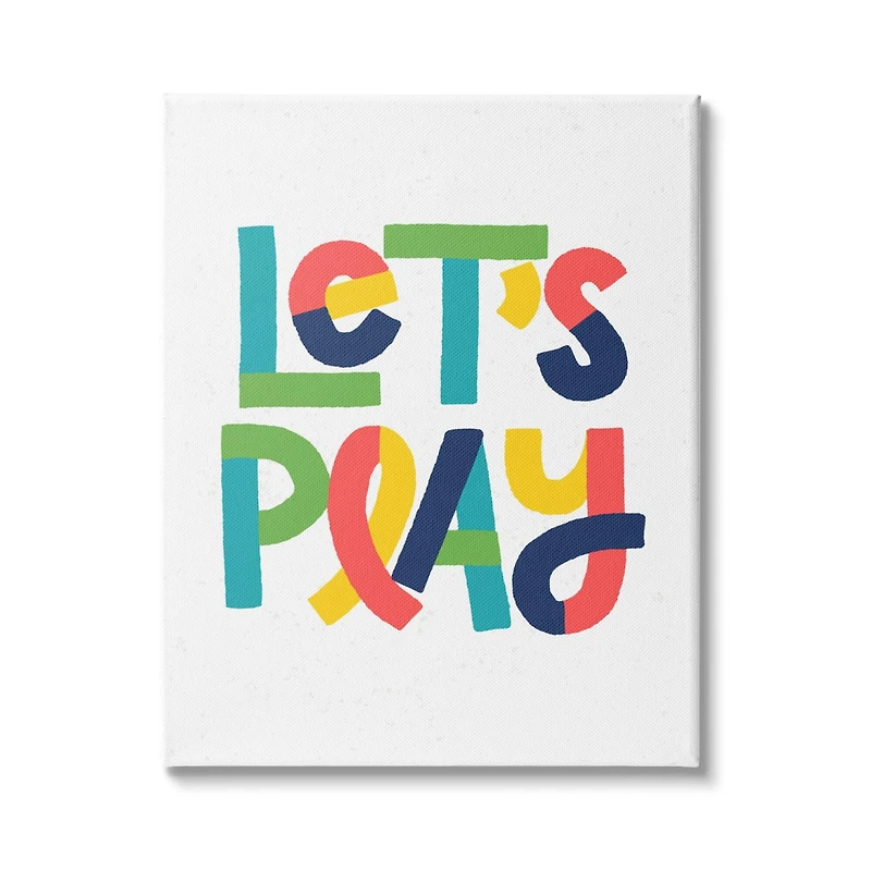 Stupell Industries Let's Play Motivational Kids' Phrase Bold Playful Typography Canvas Wall Art