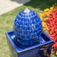 Glitzhome® 36" LED Artichoke Pedestal Ceramic Fountain