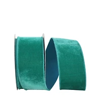 JAM Paper 2.5" x 10yd. Regal Emerald Wired Plush Velvet Ribbon