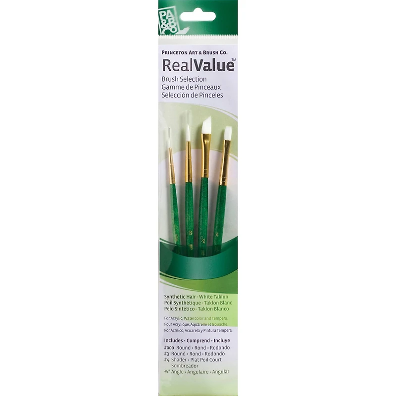 Princeton™ RealValue™ White Taklon 4 Piece Brush Set