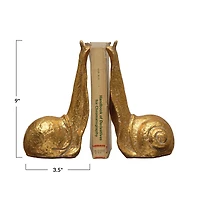 Hello Honey® 9" Gold Iron Snail Bookends Set