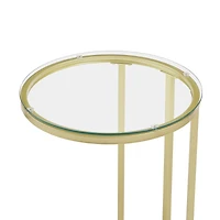 16" Gold Round C Table with Glass Top