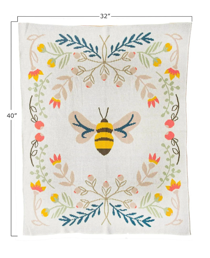 Hello Honey® Cotton Knit Baby Blanket with Bee Pattern