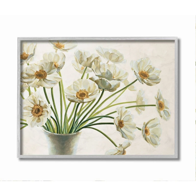 Stupell Industries Peaceful Poppies Floral Arrangement Wall Art in Gray Frame