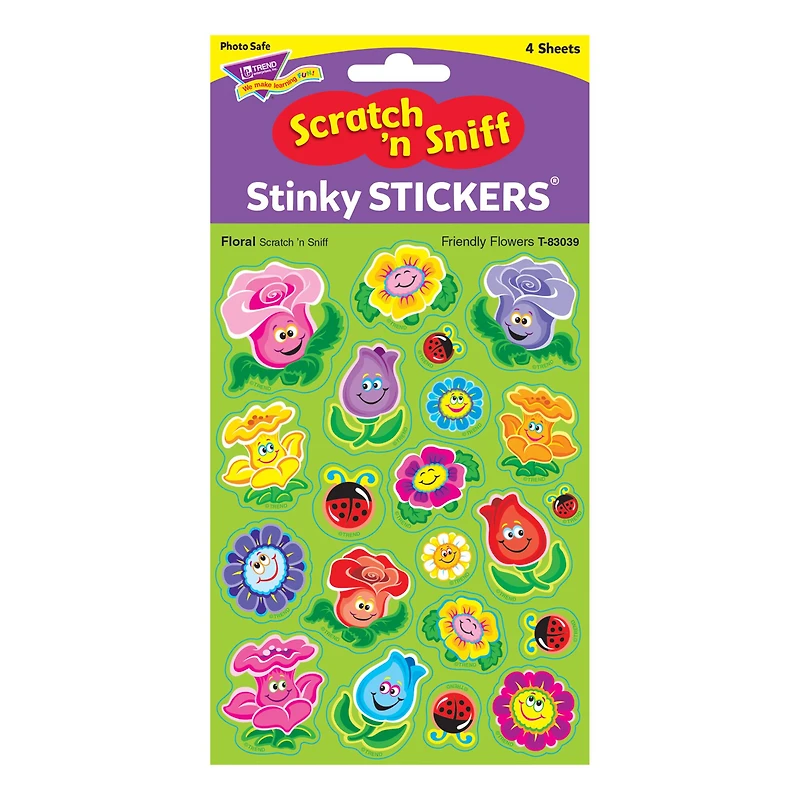 Trend Enterprises® Friendly Flowers Stinky Stickers®, 6 Packs of 84