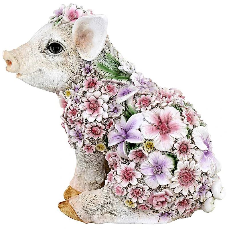 Design Toscano 8.8" Flower Power Pig Farm Animal Statue