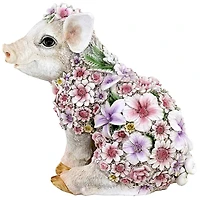 Design Toscano 8.8" Flower Power Pig Farm Animal Statue