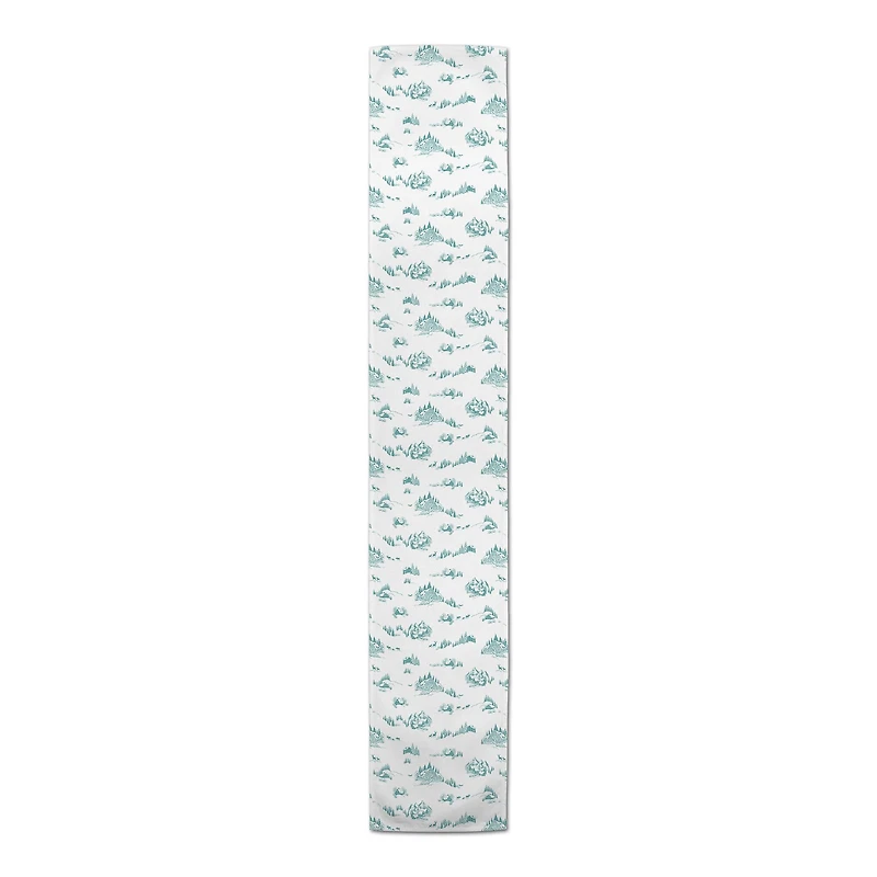 Snowy Town Teal 16x72 Poly Twill Table Runner
