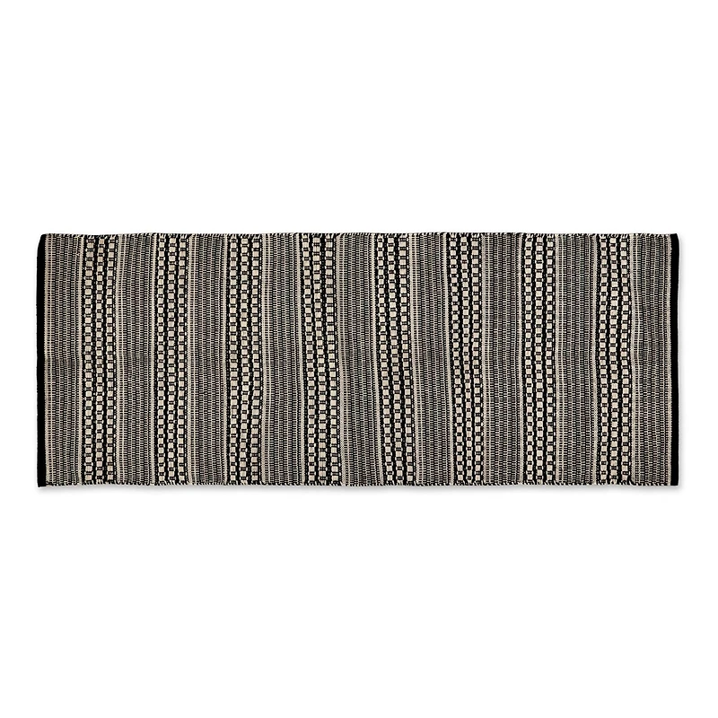 DII® Black Dobby Stripe Hand-Loomed Rug, 2.5ft. x 6ft.